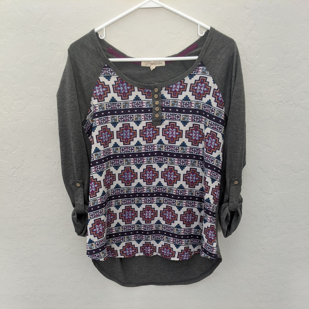 Aztec High Low Blouse